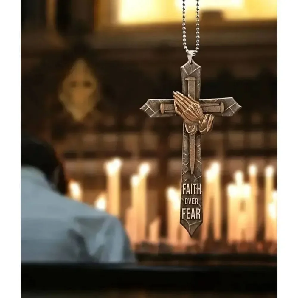 Cross Prayer Car Mirror Ornament - Brand New